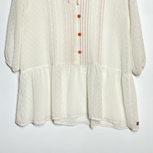 Matilda Jane Tunic Top Women's Size Medium White Coral Light The Way Peasant - Picture 6 of 10